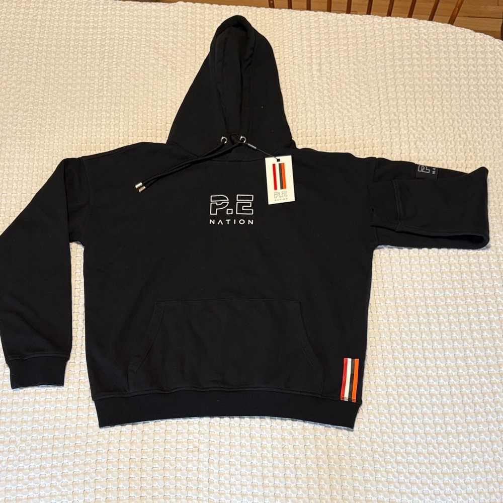 P.E Nation Black Hoodie with Logo Accents